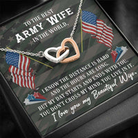 Load image into Gallery viewer, Designs by MyUtopia Shout Out:Interlocking Hearts Romantic Necklace with To My Army Wife Message Gift Card,Standard Box / 18K White and Rose Gold Finish,Interlocking Hearts Crystal Necklace
