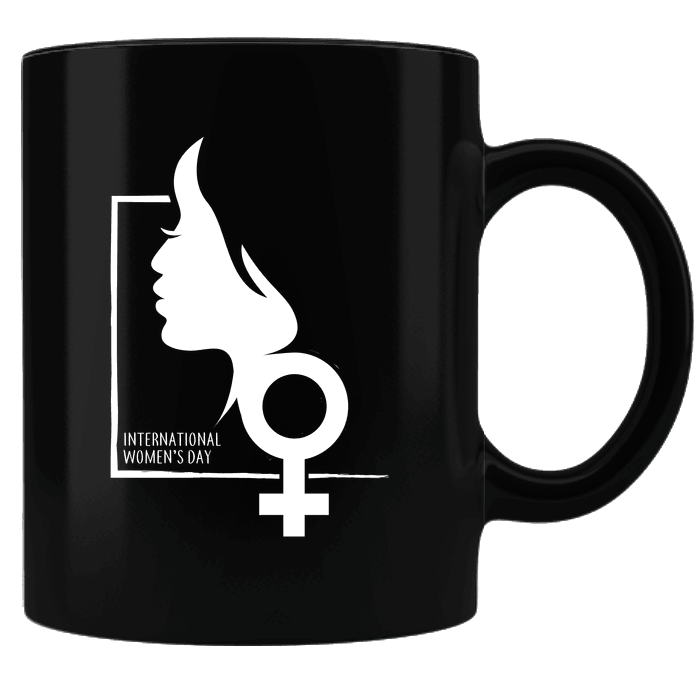 Designs by MyUtopia Shout Out:International Women's Day Black Ceramic Coffee Mug,Black,Ceramic Coffee Mug