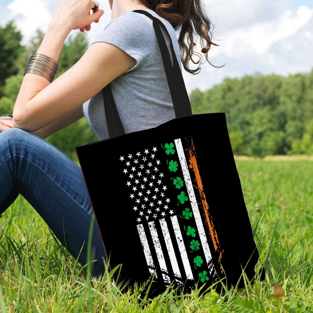 Designs by MyUtopia Shout Out:Irish American Flag Fabric Totebag Reusable Shopping Tote