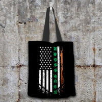 Load image into Gallery viewer, Designs by MyUtopia Shout Out:Irish American Flag Fabric Totebag Reusable Shopping Tote,Black,Reusable Fabric Shopping Tote Bag
