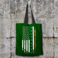 Load image into Gallery viewer, Designs by MyUtopia Shout Out:Irish American Flag Fabric Totebag Reusable Shopping Tote,Dark Green,Reusable Fabric Shopping Tote Bag
