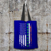 Load image into Gallery viewer, Designs by MyUtopia Shout Out:Irish American Flag Fabric Totebag Reusable Shopping Tote,Navy,Reusable Fabric Shopping Tote Bag
