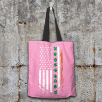 Load image into Gallery viewer, Designs by MyUtopia Shout Out:Irish American Flag Fabric Totebag Reusable Shopping Tote,Pink,Reusable Fabric Shopping Tote Bag
