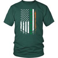Load image into Gallery viewer, Designs by MyUtopia Shout Out:Irish American Flag T-shirt,Dark Green / S,Adult Unisex T-Shirt
