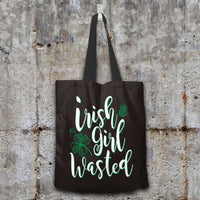 Load image into Gallery viewer, Designs by MyUtopia Shout Out:Irish Girl Wasted Fabric Totebag Reusable Shopping Tote,Charcoal,Reusable Fabric Shopping Tote Bag
