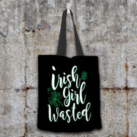 Load image into Gallery viewer, Designs by MyUtopia Shout Out:Irish Girl Wasted Fabric Totebag Reusable Shopping Tote,Black,Reusable Fabric Shopping Tote Bag
