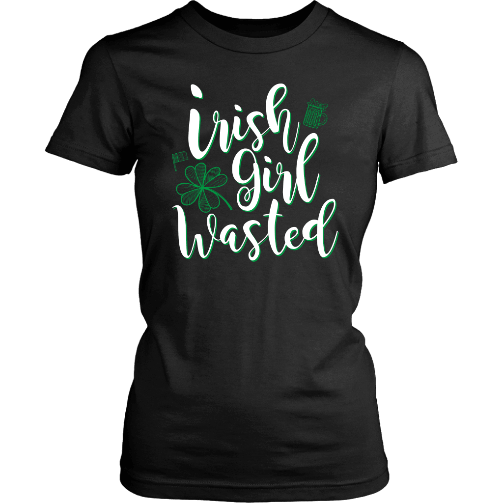 Designs by MyUtopia Shout Out:Irish Girl Wasted T-shirt,Black / XS,Adult Unisex T-Shirt
