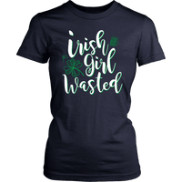 Load image into Gallery viewer, Designs by MyUtopia Shout Out:Irish Girl Wasted T-shirt,Navy / XS,Adult Unisex T-Shirt
