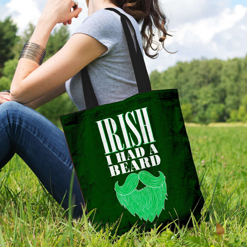 Designs by MyUtopia Shout Out:Irish I had A Beard Fabric Totebag Reusable Shopping Tote