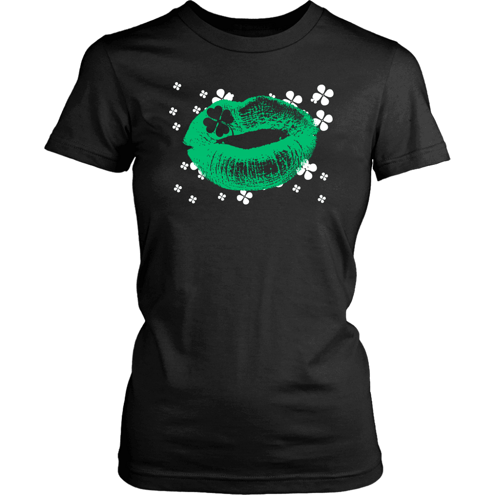 Designs by MyUtopia Shout Out:Irish Kiss T-shirt,District Womens Shirt / Black / XS,Ladies T-Shirts
