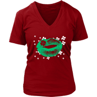 Load image into Gallery viewer, Designs by MyUtopia Shout Out:Irish Kiss T-shirt,District Womens V-Neck / Red / S,Ladies T-Shirts
