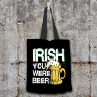 Load image into Gallery viewer, Designs by MyUtopia Shout Out:Irish You Were Beer Fabric Totebag Reusable Shopping Tote,Black,Reusable Fabric Shopping Tote Bag
