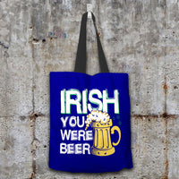 Load image into Gallery viewer, Designs by MyUtopia Shout Out:Irish You Were Beer Fabric Totebag Reusable Shopping Tote,Navy,Reusable Fabric Shopping Tote Bag
