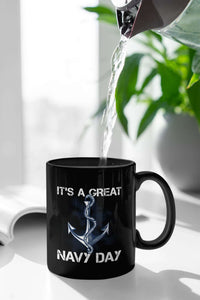 Load image into Gallery viewer, Designs by MyUtopia Shout Out:It&#39;s A Great Navy Day Ceramic Coffee Mug
