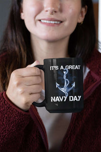 Load image into Gallery viewer, Designs by MyUtopia Shout Out:It&#39;s A Great Navy Day Ceramic Coffee Mug
