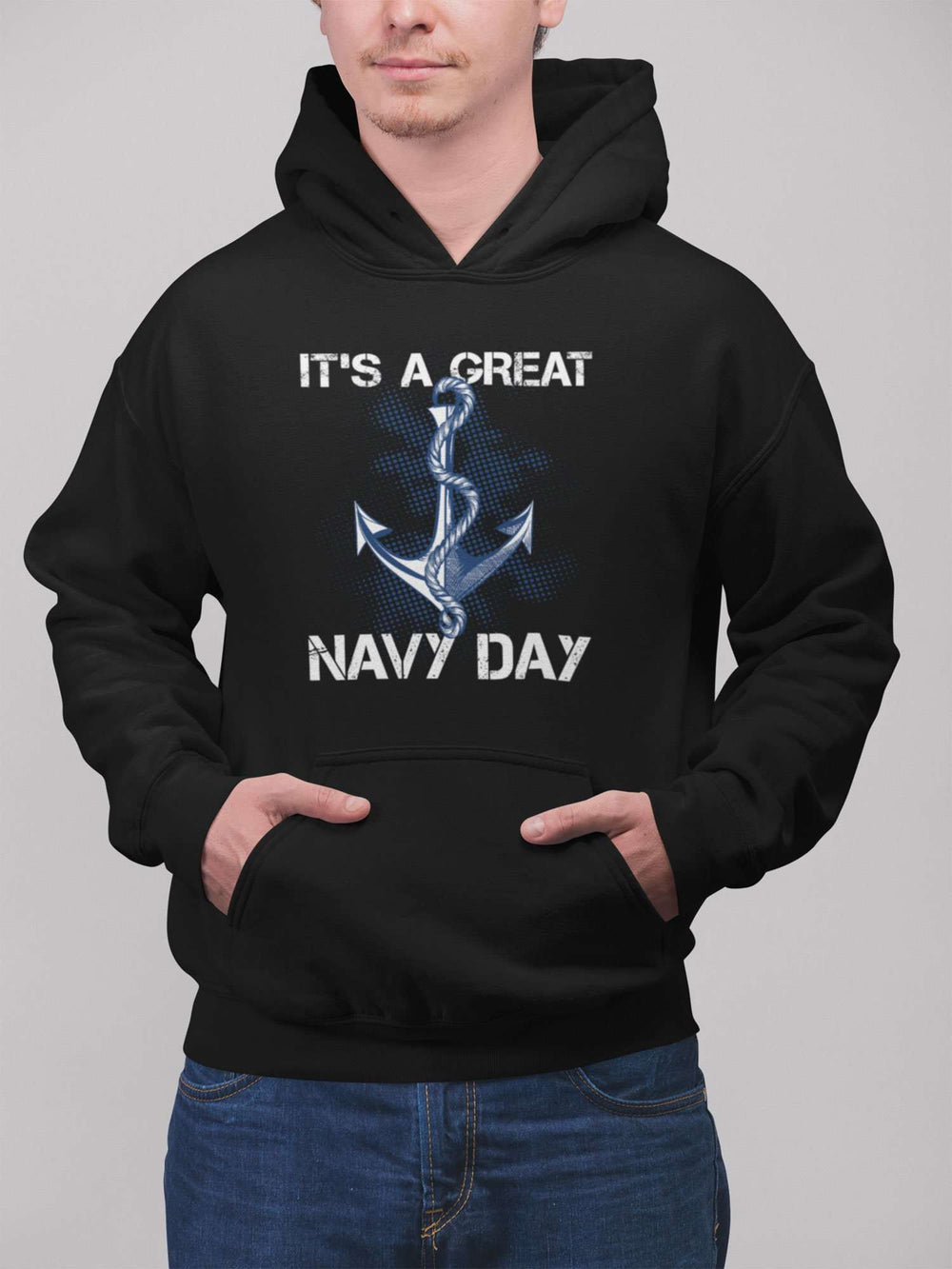 Designs by MyUtopia Shout Out:It's A Great Navy Day Core Fleece Pullover Hoodie