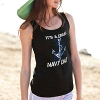 Load image into Gallery viewer, Designs by MyUtopia Shout Out:It&#39;s A Great Navy Day Cotton Unisex Tank Top
