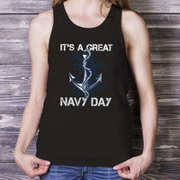 Load image into Gallery viewer, Designs by MyUtopia Shout Out:It&#39;s A Great Navy Day Cotton Unisex Tank Top
