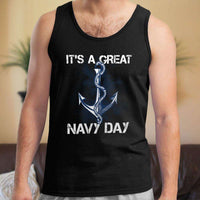 Load image into Gallery viewer, Designs by MyUtopia Shout Out:It&#39;s A Great Navy Day Cotton Unisex Tank Top,Black / X-Small,Tank Tops

