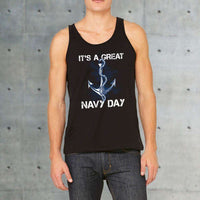 Load image into Gallery viewer, Designs by MyUtopia Shout Out:It&#39;s A Great Navy Day Cotton Unisex Tank Top
