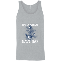 Load image into Gallery viewer, Designs by MyUtopia Shout Out:It&#39;s A Great Navy Day Cotton Unisex Tank Top,Athletic Heather / X-Small,Tank Tops
