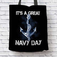 Load image into Gallery viewer, Designs by MyUtopia Shout Out:It&#39;s A Great Navy Day Fabric Totebag Reusable Shopping Tote
