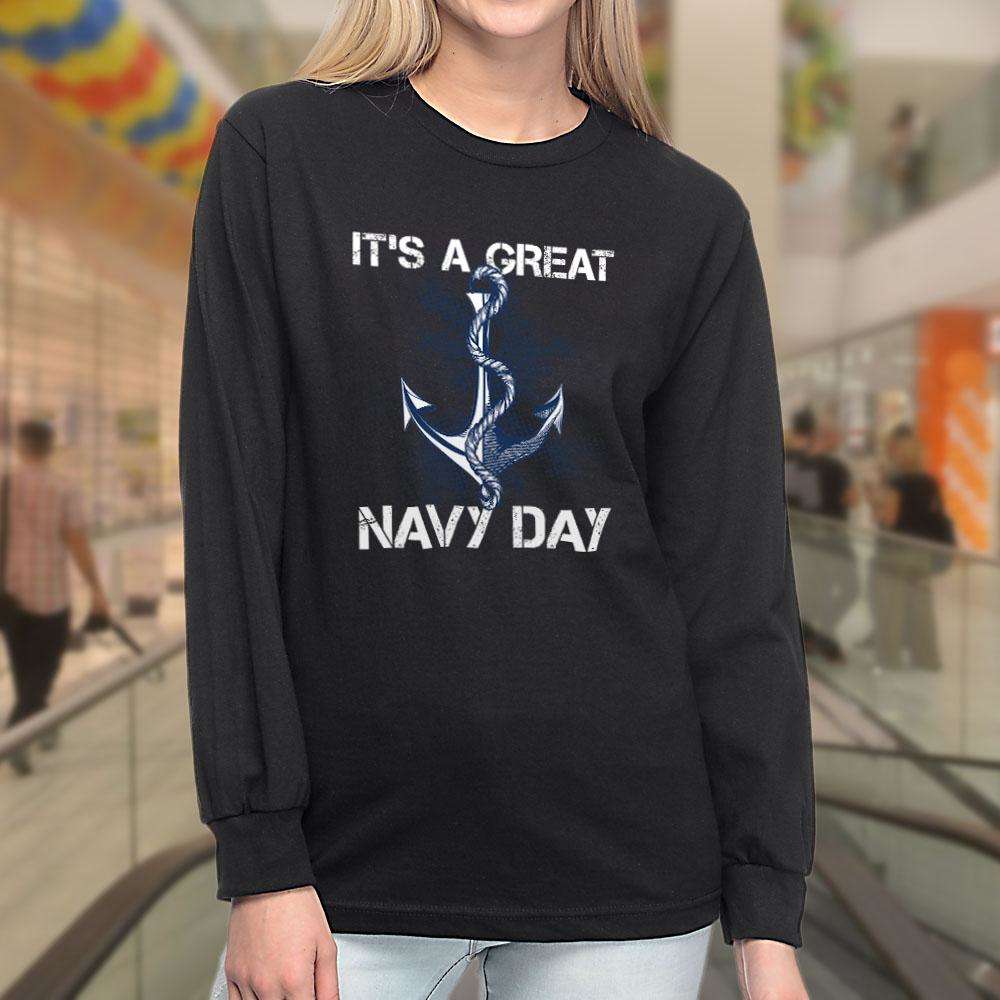 Designs by MyUtopia Shout Out:It's A Great Navy Day Long Sleeve Ultra Cotton T-Shirt