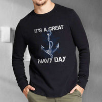 Load image into Gallery viewer, Designs by MyUtopia Shout Out:It&#39;s A Great Navy Day Long Sleeve Ultra Cotton T-Shirt
