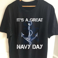 Load image into Gallery viewer, Designs by MyUtopia Shout Out:It&#39;s A Great Navy Day Unisex Jersey Short-Sleeve T-Shirt
