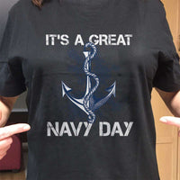 Load image into Gallery viewer, Designs by MyUtopia Shout Out:It&#39;s A Great Navy Day Unisex Jersey Short-Sleeve T-Shirt
