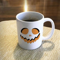 Load image into Gallery viewer, Designs by MyUtopia Shout Out:Jack O&#39;Lantern White Ceramic Coffee Mug,11oz / White,Ceramic Coffee Mug
