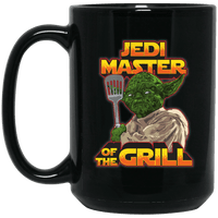 Load image into Gallery viewer, Designs by MyUtopia Shout Out:Jedi Master of the Grill Ceramic Mug - Black,15 oz / Black,Ceramic Coffee Mug
