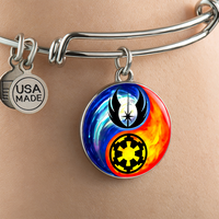 Load image into Gallery viewer, Designs by MyUtopia Shout Out:Jedi Phoenix / Imperial Cog Ying Yang Liquid Glass Wire Bracelet,Silver,Wire Bracelet
