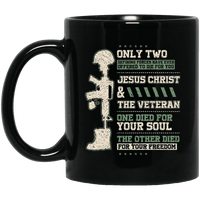 Load image into Gallery viewer, Designs by MyUtopia Shout Out:Jesus Christ and Veteran Died For You Ceramic Coffee Mug - Black,11 oz / Black,Ceramic Coffee Mug
