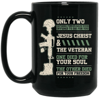 Load image into Gallery viewer, Designs by MyUtopia Shout Out:Jesus Christ and Veteran Died For You Ceramic Coffee Mug - Black,15 oz / Black,Ceramic Coffee Mug
