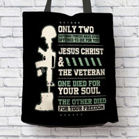 Load image into Gallery viewer, Designs by MyUtopia Shout Out:Jesus Christ and Veteran Died For You Fabric Totebag Reusable Shopping Tote
