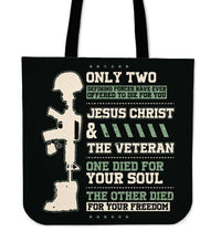 Load image into Gallery viewer, Designs by MyUtopia Shout Out:Jesus Christ and Veteran Died For You Fabric Totebag Reusable Shopping Tote
