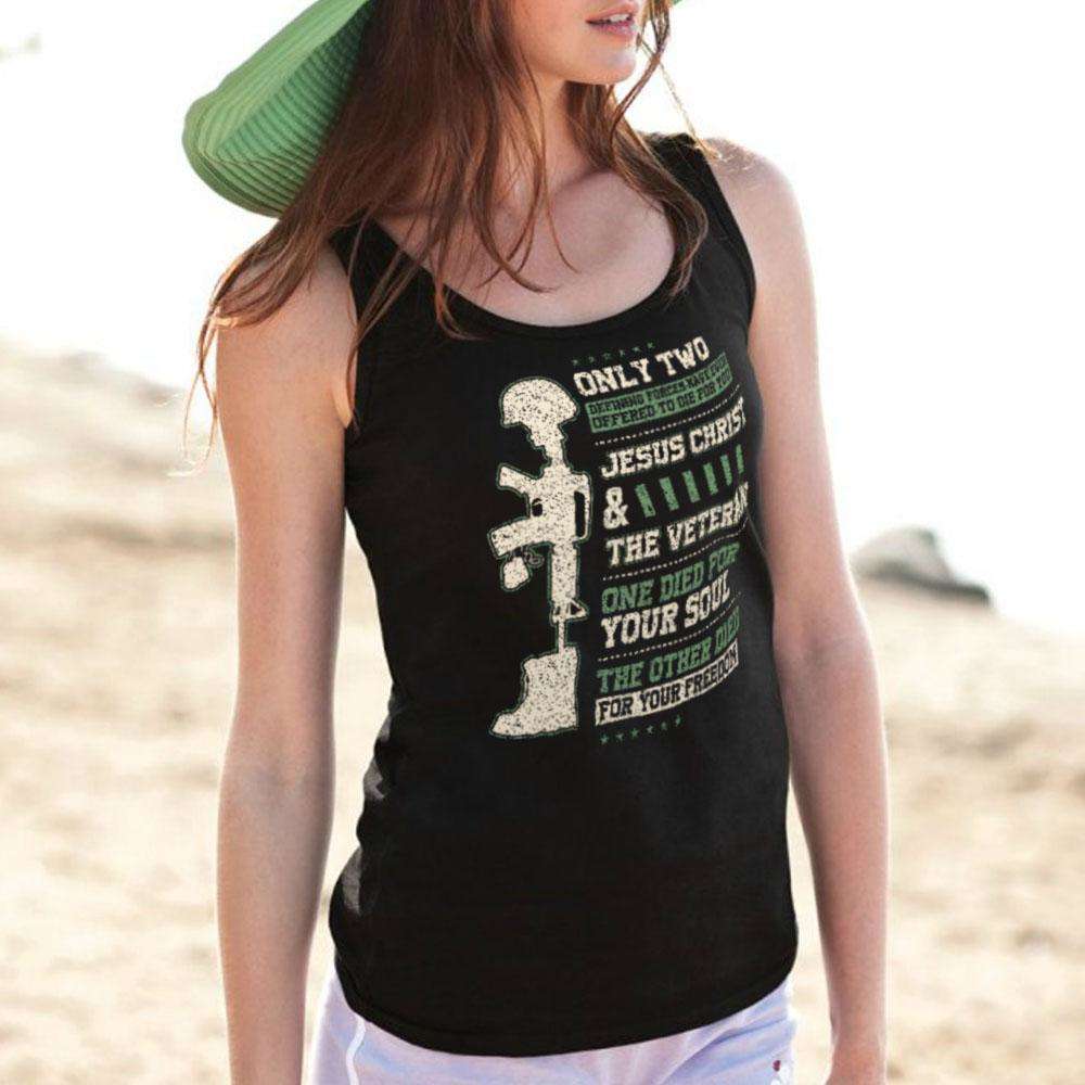 Designs by MyUtopia Shout Out:Jesus Christ and Veteran Died For You Unisex Tank