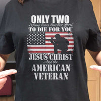 Load image into Gallery viewer, Designs by MyUtopia Shout Out:Jesus Christ &amp; The American Veteran Adult Unisex T-Shirt
