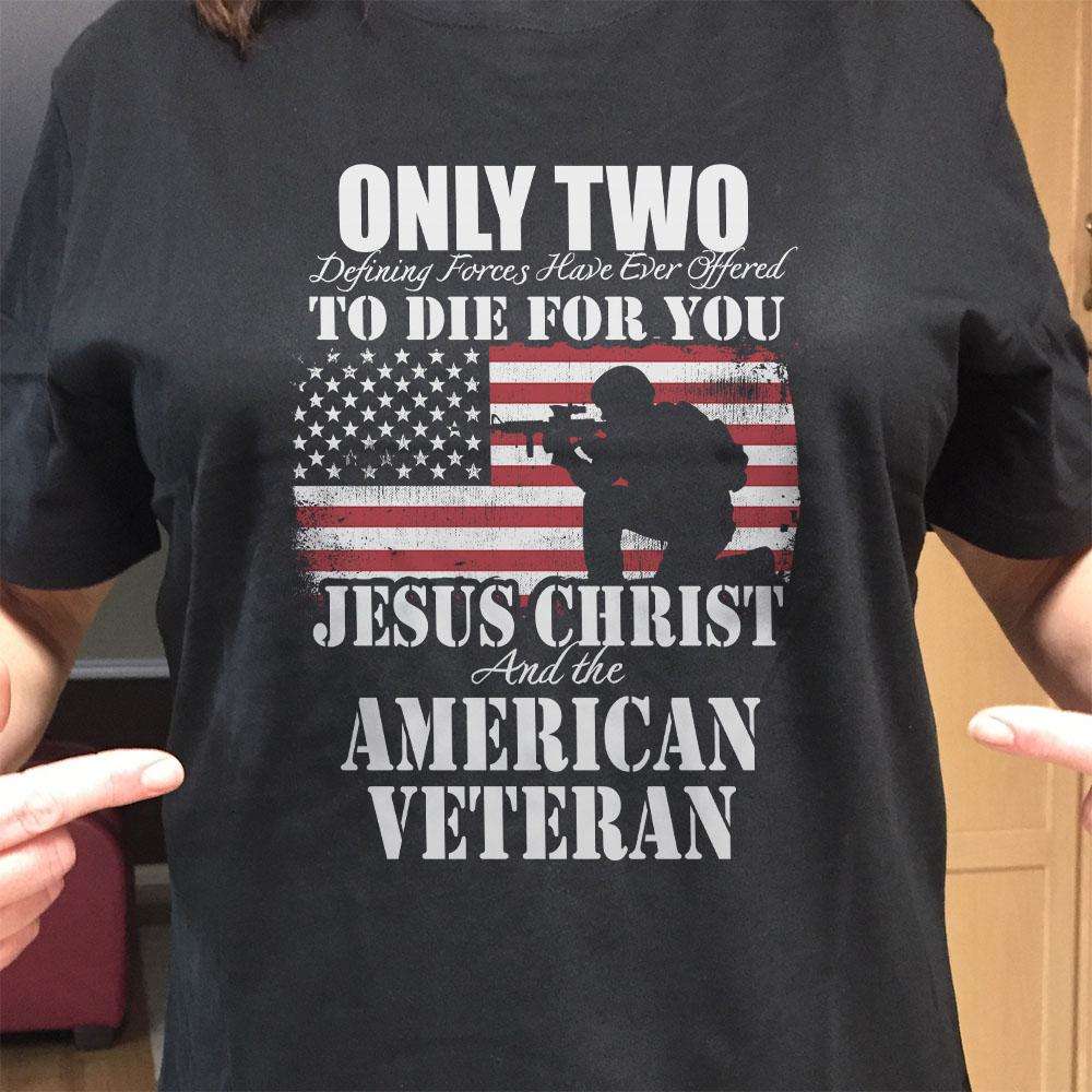 Designs by MyUtopia Shout Out:Jesus Christ & The American Veteran Adult Unisex T-Shirt