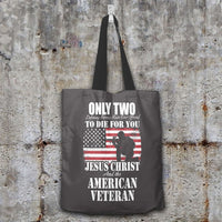 Load image into Gallery viewer, Designs by MyUtopia Shout Out:Jesus Christ &amp; The American Veteran Fabric Totebag Reusable Shopping Tote,Grey,Reusable Fabric Shopping Tote Bag
