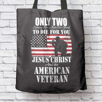 Load image into Gallery viewer, Designs by MyUtopia Shout Out:Jesus Christ &amp; The American Veteran Fabric Totebag Reusable Shopping Tote
