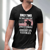 Load image into Gallery viewer, Designs by MyUtopia Shout Out:Jesus Christ &amp; The American Veteran Men&#39;s Printed V-Neck T-Shirt
