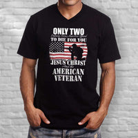 Load image into Gallery viewer, Designs by MyUtopia Shout Out:Jesus Christ &amp; The American Veteran Men&#39;s Printed V-Neck T-Shirt
