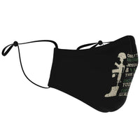 Load image into Gallery viewer, Designs by MyUtopia Shout Out:Jesus Died for Your Soul, Veteran Died for Your Freedom Fitted Fabric Face Mask w. Adjustable Ear Loops
