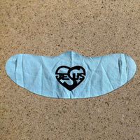 Load image into Gallery viewer, Designs by MyUtopia Shout Out:Jesus Fabric Face Covering / Face Mask,Light Blue,Fabric Face Mask
