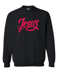 Load image into Gallery viewer, Designs by MyUtopia Shout Out:Jesus Fish Adult Crewneck Sweat Shirt,Black / S,Sweatshirts
