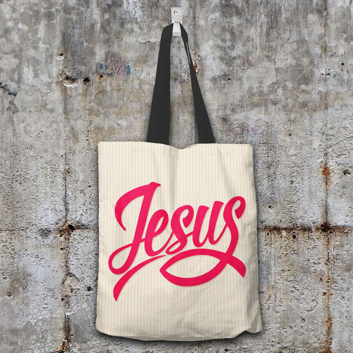 Designs by MyUtopia Shout Out:Jesus Fish Christian Faith Fabric Toebag