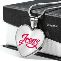 Load image into Gallery viewer, Designs by MyUtopia Shout Out:Jesus Fish Christian Faith Personalized Engravable Keepsake Heart Necklace
