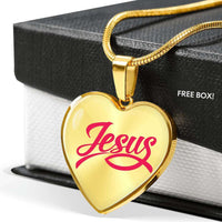 Load image into Gallery viewer, Designs by MyUtopia Shout Out:Jesus Fish Christian Faith Personalized Engravable Keepsake Heart Necklace
